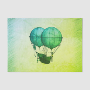 Papel De Seda Globos de aire caliente Steampunk con verde barco