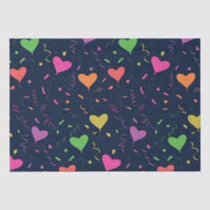Papel De Seda Globos de Corazón Coloridos con Patrón de Confeti