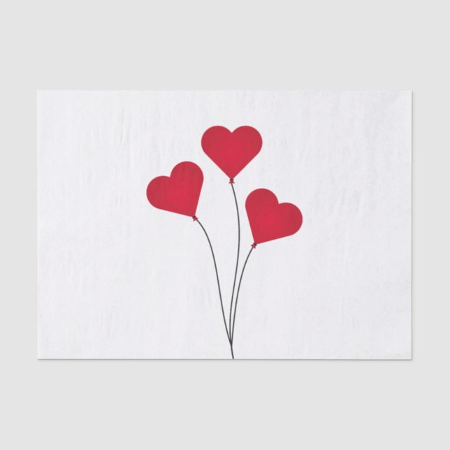 Papel De Seda Globos de Corazón Cuto (Anverso)