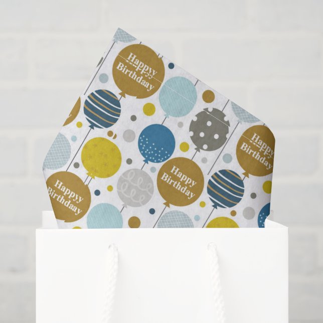 Papel De Seda Globos de Cumpleaños Feliz  (Bolsa de regalo)