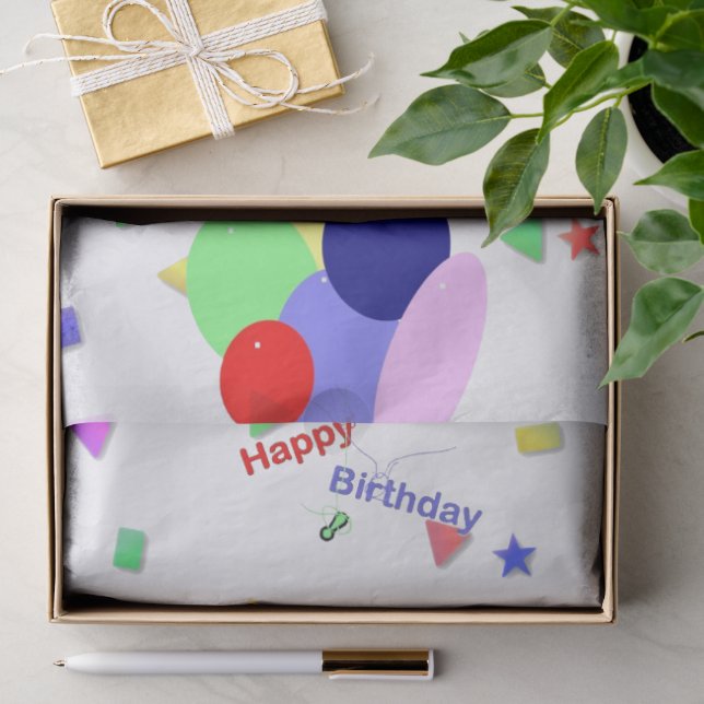 Papel De Seda Globos de Feliz Cumpleaños Coloridos (Regalo )