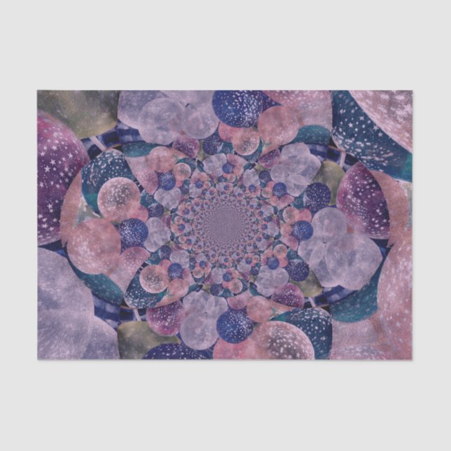 Papel De Seda Globos suavemente rosados, púrpuras y azules del (Anverso)