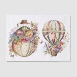 Papel De Seda Globos Vintage Floral Hot Air 1