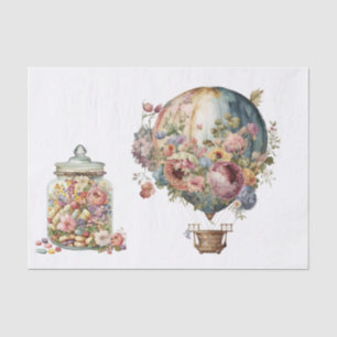 Papel De Seda Globos Vintage Floral Hot Air 4