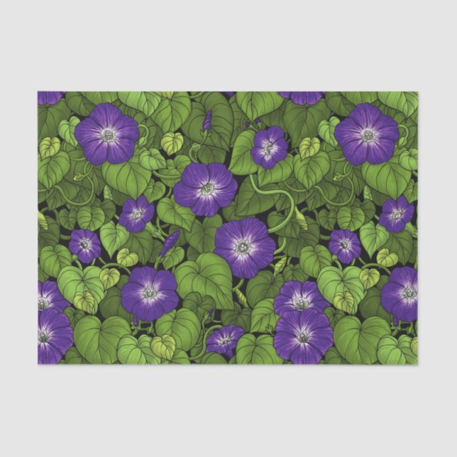 Papel De Seda Gloria matutina en morado y verde (Anverso)
