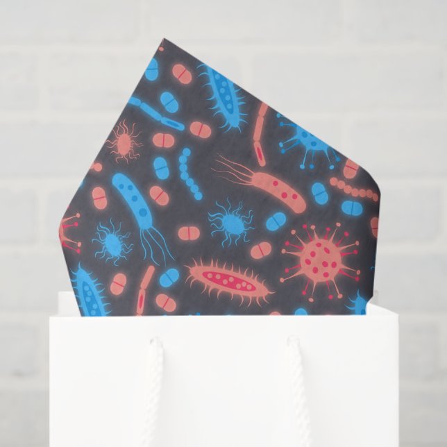 Papel De Seda Glowing Bacteria Microorganism pink blue (Bolsa de regalo)