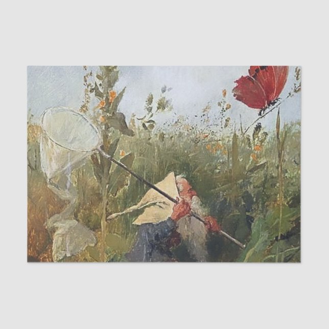 Papel De Seda "Gnome Capturando Mariposas" por Heinrich Schlitt (Anverso)