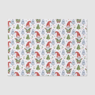 Papel De Seda Gnome de Navidad en acuarela, árboles de Navidad