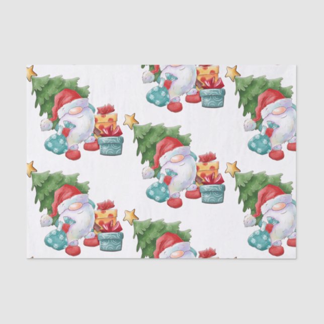 Papel De Seda Gnome de Navidades de acuarela (Anverso)