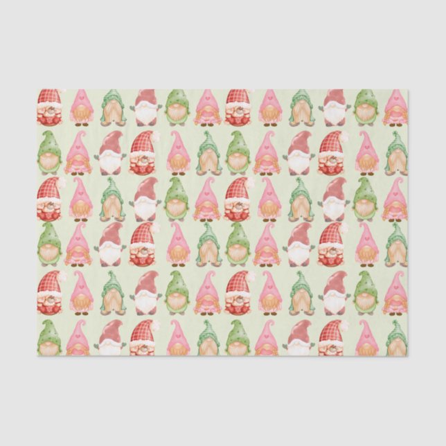 Papel De Seda Gnome de Navidades de acuarela (Anverso)