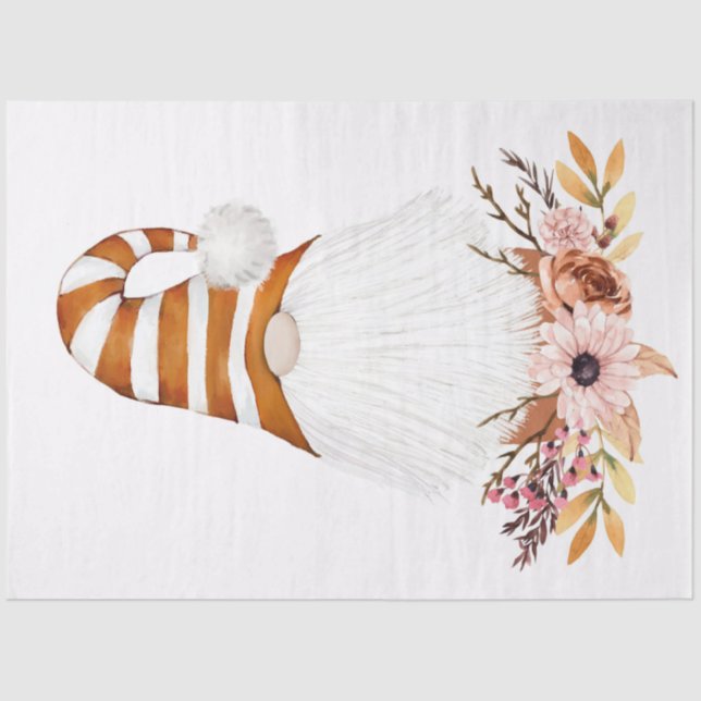 Papel De Seda Gnome de otoño y descomposición floral  (Anverso)