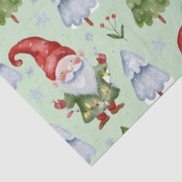Papel De Seda Gnome Gift Wrapt Tissue Paper Green Watercolor