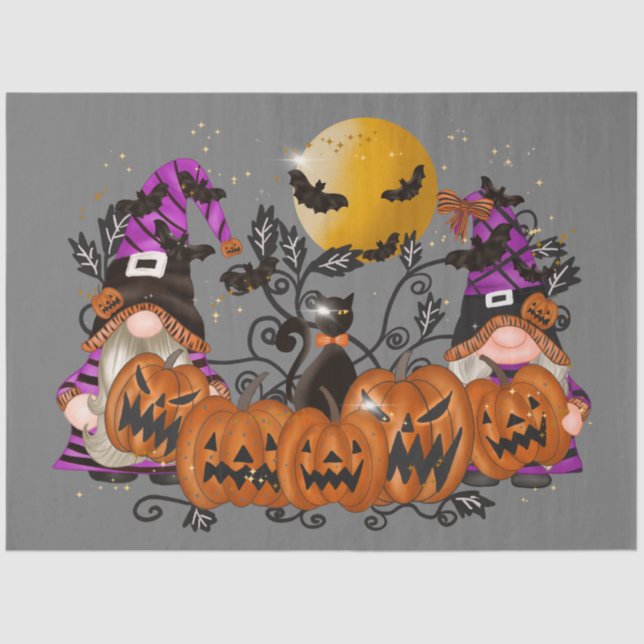 Papel De Seda Gnome gris de Halloween (Anverso)
