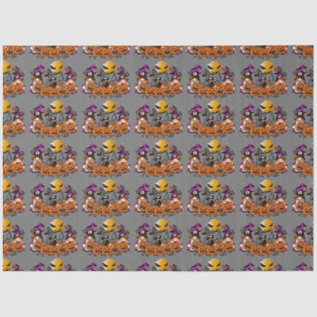 Papel De Seda Gnome gris de Halloween (Anverso)