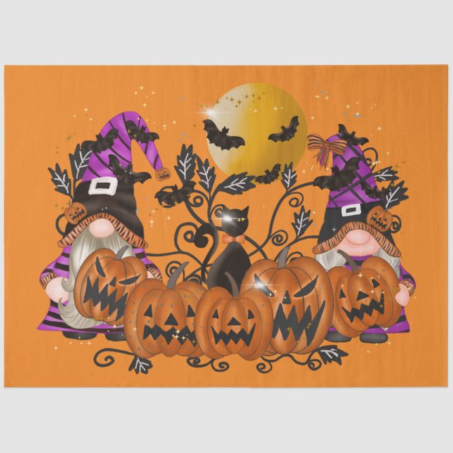 Papel De Seda Gnome Naranja de Trendy Happy Halloween (Anverso)