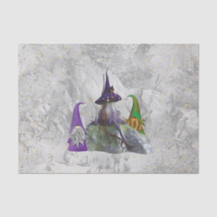 Papel De Seda Gnome Purple House Gold Confetti Decoupage