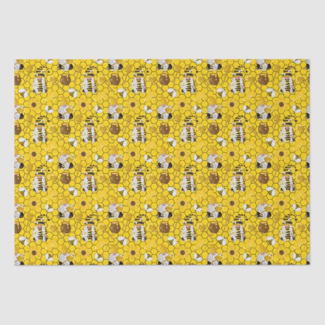 Papel De Seda Gnomes Abejas de girasoles amarillos Miel (Anverso)