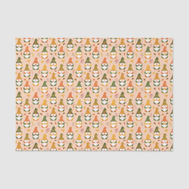 Papel De Seda Gnomes otoñales en el patrón forestal (Anverso)
