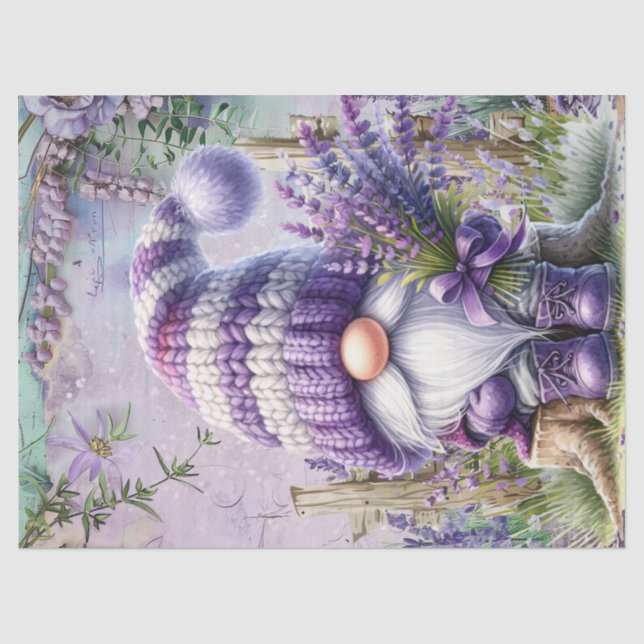 Papel De Seda Gnomo floral de lavanda cutánea (Anverso)