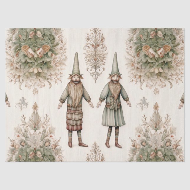 Papel De Seda Gnomos del bosque caprichosos y botánico (1) (Anverso)