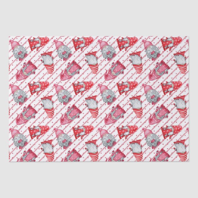 Papel De Seda Gnomos en rojo de Navidad (Anverso)