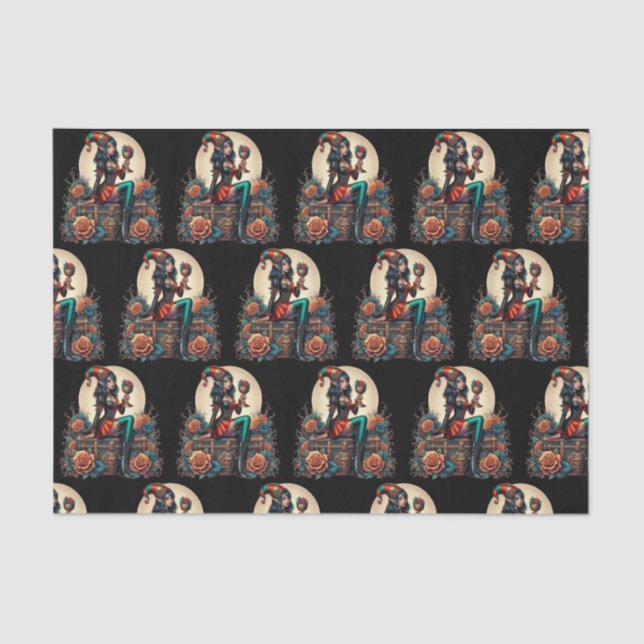 Papel De Seda Goblincore Fantasy Hallowmas de hadas góticas (Anverso)