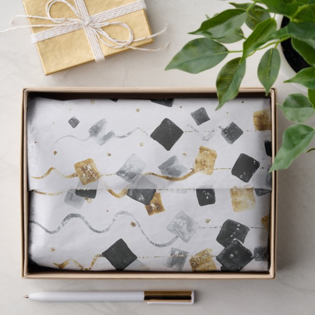 Papel De Seda Gold Black Glam Confetti Christmas (Regalo )