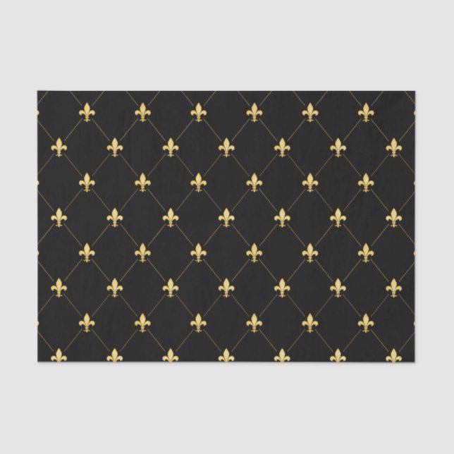 Papel De Seda Gold Fleur-de-Lis Black (Anverso)