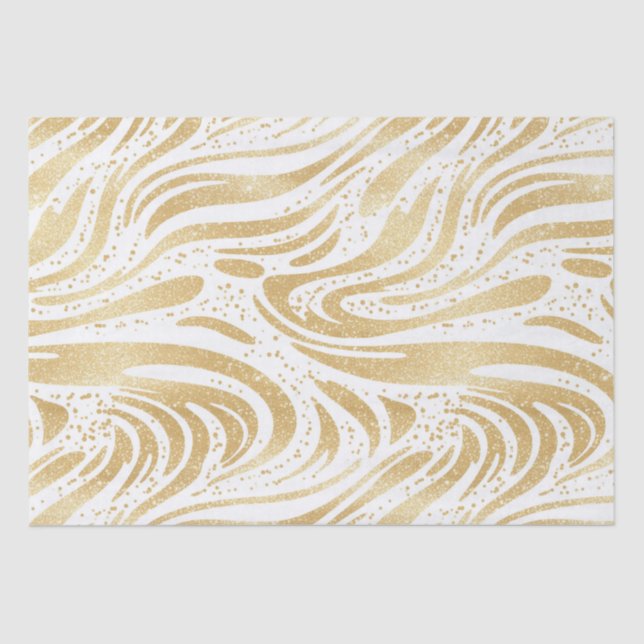 Papel De Seda Gold Glam Resumen Swirls Cumpleaños (Anverso)