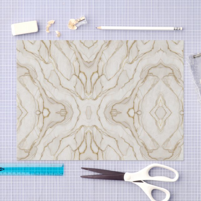 Papel De Seda Gold & Ivory Marble (Artesanía)
