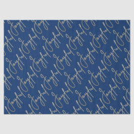 Papel De Seda Gold JOYFUL Script on Blue