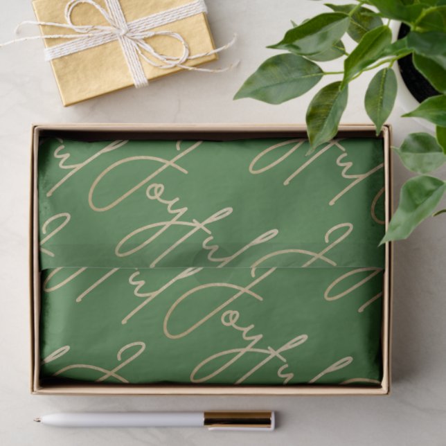 Papel De Seda Gold JOYFUL Script on Green (Regalo )