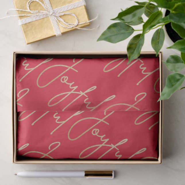 Papel De Seda Gold JOYFUL Script on Red (Regalo )