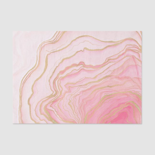 Papel De Seda Gold Pink Fluid Liquid Painting (Anverso)