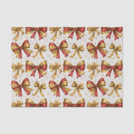 Papel De Seda Gold Red Bows Christmas