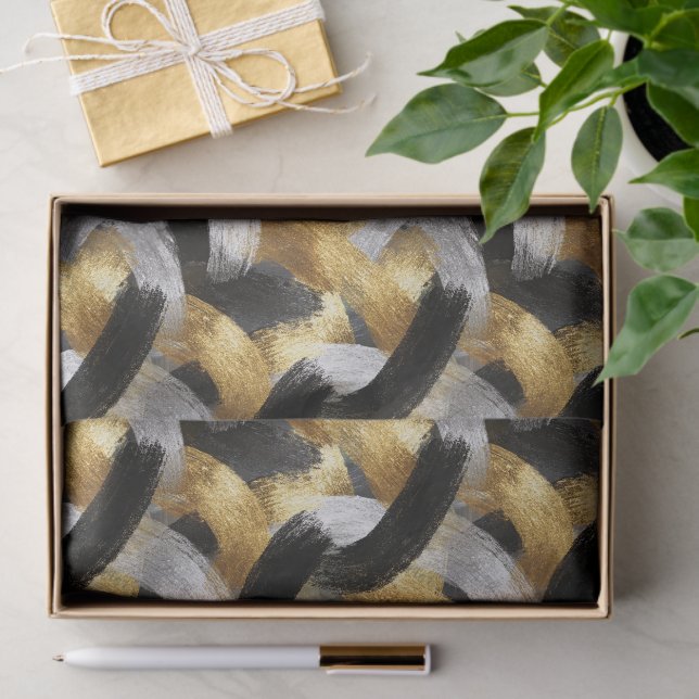 Papel De Seda Gold Silver Black Christmas Celebration (Regalo )