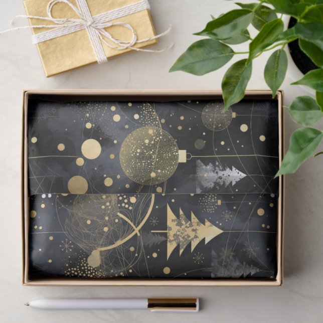Papel De Seda Golden Noir Christmas  (Regalo )