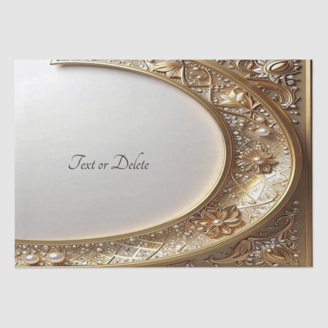 Papel De Seda Golden Ornate Frame Tissue Paper (Anverso)
