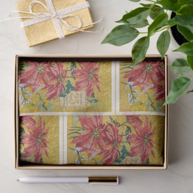 Papel De Seda Golden Poinsettia | Fine Art Christmas (Regalo )