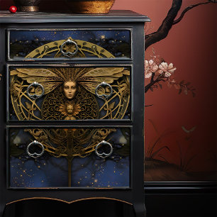 Papel De Seda Golden Queen Bee Steampunk Art Nouveau