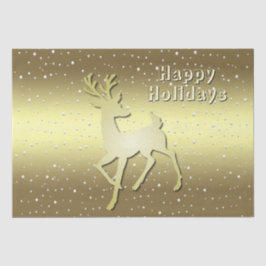 Papel De Seda Golden Reindeer Snowy Holiday Tissue Paper