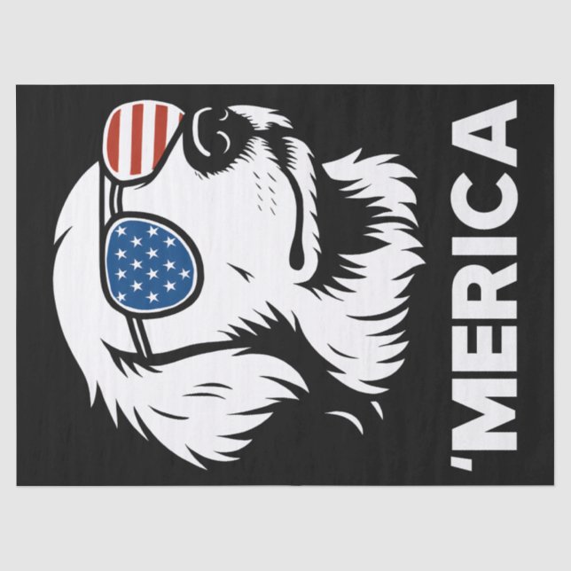 Papel De Seda Golden Retriever 4 De Julio Merica (Anverso)