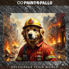 Papel De Seda Golden Retriever as Firfighter -