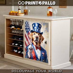 Papel De Seda Golden Retriever como Tío Sam con bandera de EE. U