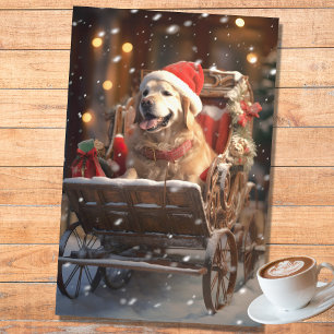 Papel De Seda Golden Retriever en Sleigh 1 Decoupage Paper