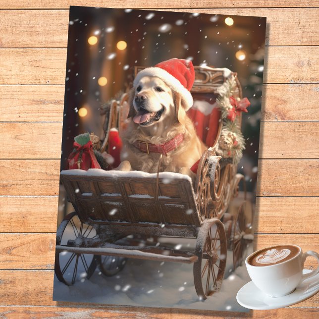 Papel De Seda Golden Retriever en Sleigh 1 Decoupage Paper (Subido por el creador)