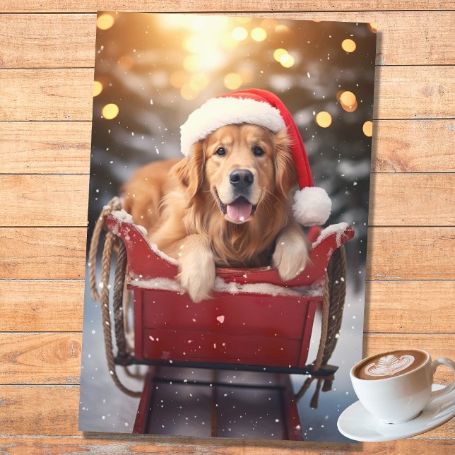 Papel De Seda Golden Retriever en Sleigh 2 Decoupage Paper (Subido por el creador)