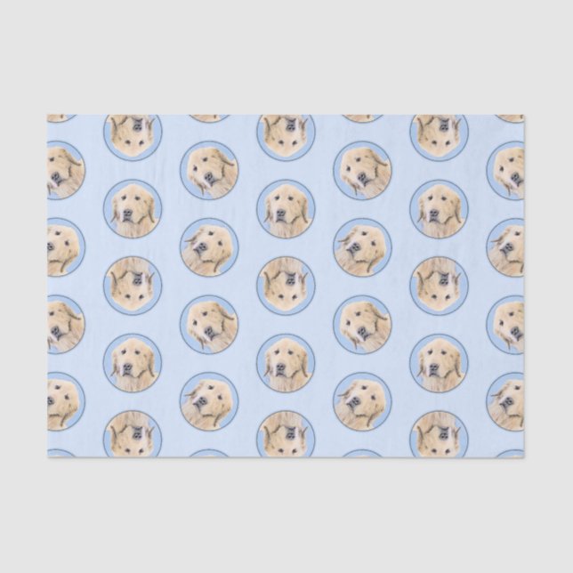 Papel De Seda Golden Retriever Pintura Cute Arte Perro Original (Anverso)