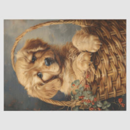 Papel De Seda Golden Retriever Puppy en una página de cesta