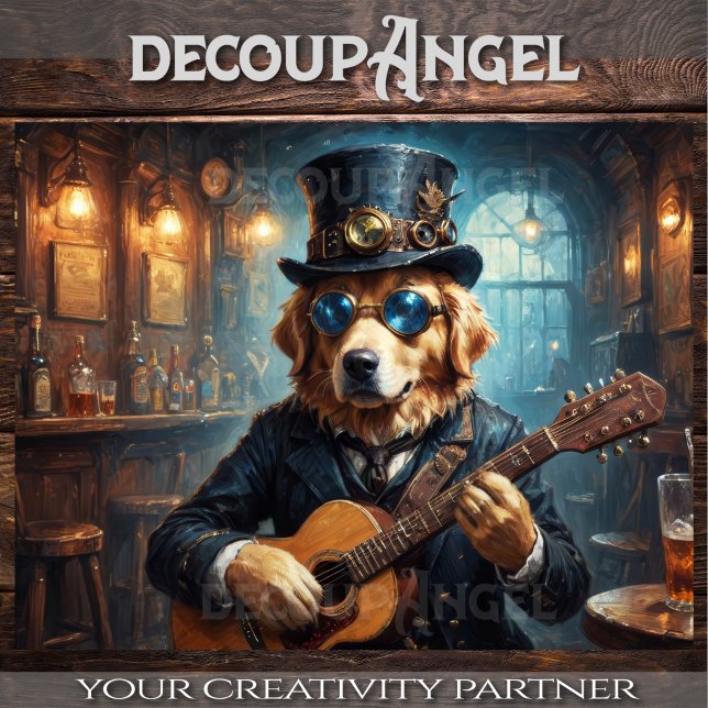 Papel De Seda Golden Retriever Rockstar - Hor. - Decoupage - (Subido por el creador)